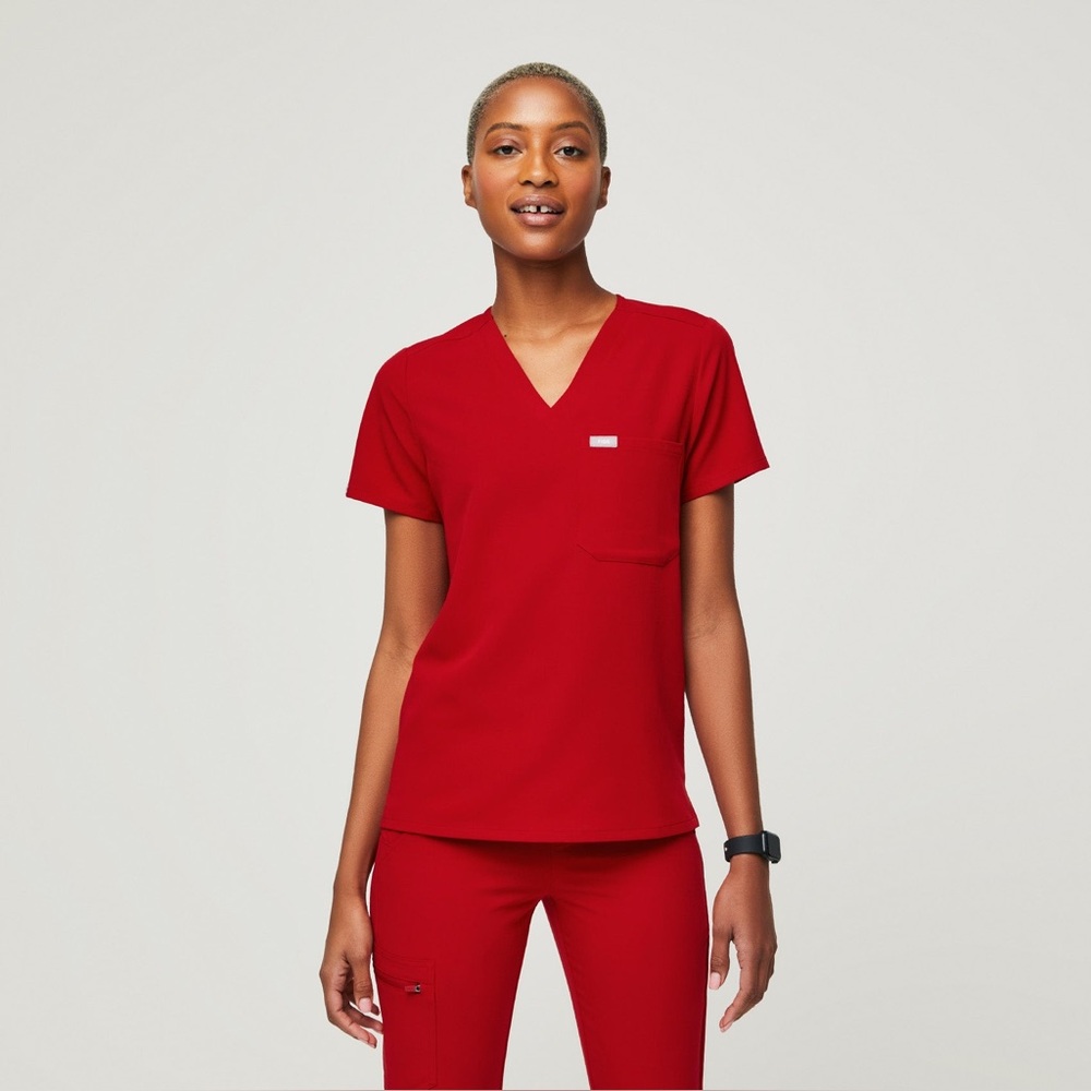 Figs Catarina Scrub Top in Winning Red